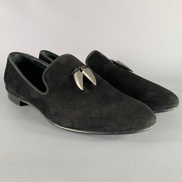 GIUSEPPE ZANOTTI Size 11 Black Textured Suede Slip On Loafers - Picture 1 of 8